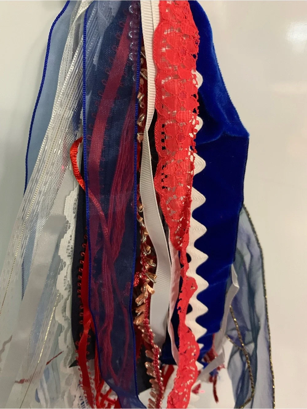 STAR SHAKER TASSEL RED WHITE BLUE USA Handmade 20”